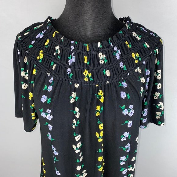 Ann Taylor S Floral Patterned Off The Shoulder Short Sleeve Blouse Top - Picture 4 of 12